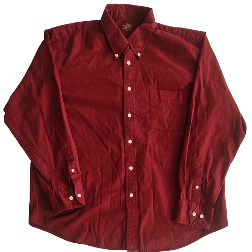 3/$20 Dockers Red Casual Button Down Shrt With Stain Defender